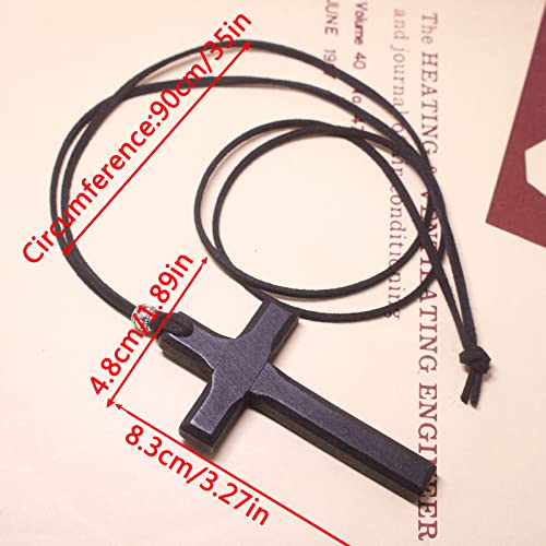 Wooden Cross Necklace For Men Women, Wood Cross Pendant Necklaces For Car Rearview Mirror Charms, Wall, Christian Jewelry - color: 1 piece-black-8.3cm