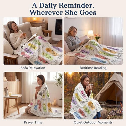 WRAPIX Christian Gifts for Women Faith - Soft Fleece Throw Blanket 50x60 in - color: White - Chosen Seed, size: 50x60 inches