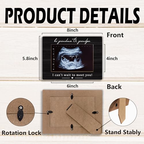Grandparents Picture Frame, Grandparents Baby Announcement, Pregnancy Announcement for Grandparent, Ultrasound Picture Frames 4x6, Baby Sonogram Wooden Photo Picture Frames - color: meet
