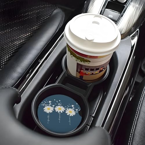 Daisy Faith Hope Love Car Cup Holder Coasters 2 Pack 2.63" for Women - color: Blue