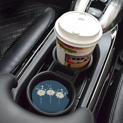 Daisy Faith Hope Love Car Cup Holder Coasters 2 Pack 2.63" for Women - color: Blue