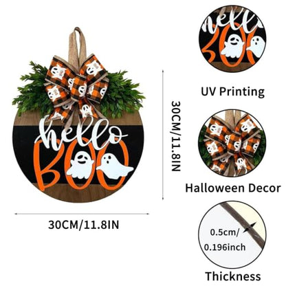 Cute Halloween Wreath, Ghost Wreath with Bow Decor - color: Halloween Ghost