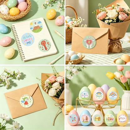 200PCS Christian Stickers for Kids,1.6 Inch Drawing Style Jesus Faith Love Labels for Sunday School Crafts Scrapbooking Party Favors Envelope Seals