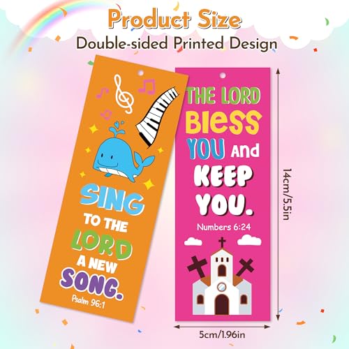 Haooryx Bible Verse Kids' Bookmarks Jesus Sun Flower Page Markers - style: Colorful Bible Verse