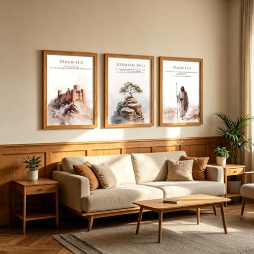 HCJWCXD 3Pcs Framed Christian Wall Art Bible Verse Canvas Prints 12x16Inch - color: Bible Verses Wood Framed, size: 12x16 Inches