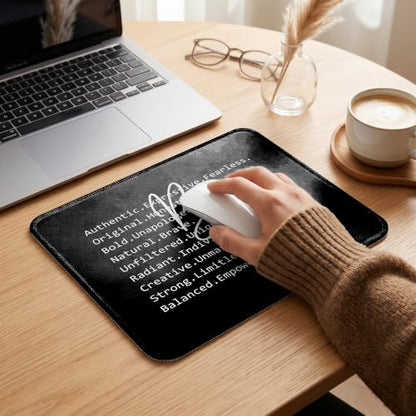 Be You Positive Quote Mouse Pad Black Minimalist Desk Pad 9.5x7.9 in - color: Black Minimalist