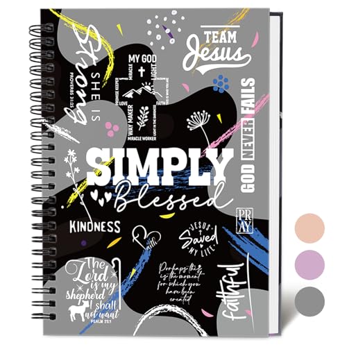XKDOUS Hardcover Spiral Notebook, Bible Journal, Journal for Women, Grey - color: Grey