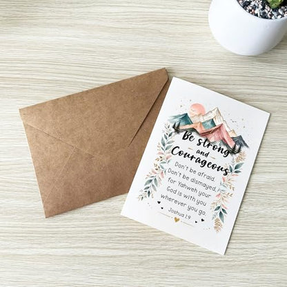 Be Strong and Courageous Card Christian Encouragement Cards Joshua 1:9 Bible Verse Scripture Greeting Gift for Friend Bestie Prayer Partner Pastor Mom Dad Sibling Family Coworker - color: Be Strong And Courageous Joshua 1:9