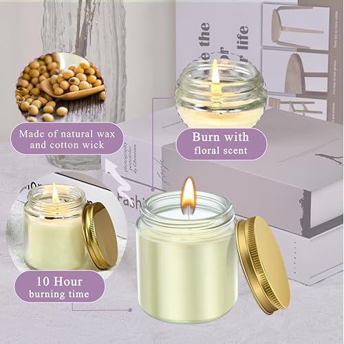 ACITHGL 36 Pcs 4oz Mini Mason Jar Candles Small Scented Candles Bulk Aromatherapy Ideal Souvenir Favors for Wedding Birthday Party (Freesia, Lavender, Jasmine, Gold) - color: Gold, style: Freesia, Lavender, Jasmine