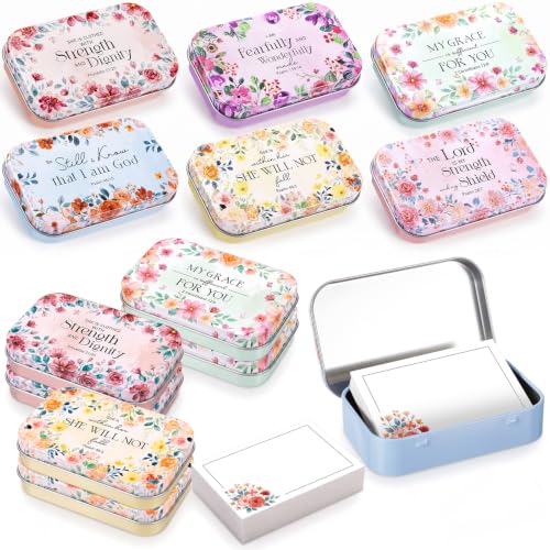 Rtteri 12 Pcs Prayer Boxes with Cards Christian Women Gifts, Bright Floral - style: Bright Floral