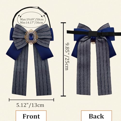 Womens Bow Tie Adjustable Rhinestone Bowtie for Women Ladies Girls Pre-tied Womens Tie for Shirt Suit Uniform - color: Blue-strap
