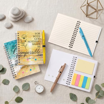 Sprial Notebooks with Pens Bulk, 48 Pack, 5.5 x 4.7 Inch, Ocean - color: Watercolor Bible Quotes