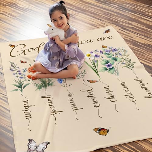 Christian Gift for Sister Mom Daughter, Floral Blanket Spiritual Inspirational Gifts for Women Girls, 40x50 Inches Soft Cozy Religious Throw with Flower for Sofa Couch Bedding - color: Light Beige, size: 50"x40"