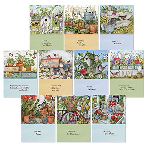 Current Well Wishes Get Well Cards - Get Well Soon Cards Assortment by Susan Winget- Set of 20, 10 Unique Dog & Cat Designs, Large 5 x 7 Inch Cards, Sentiments Inside, For Women - color: Wishes