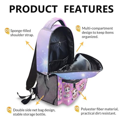 Kids Backpack for Girls 6-8, Cat Primary Backpacks Back to School Supplies - color: Pink