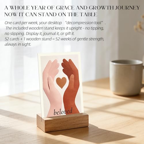 52 Bible Verse Cards with Wooden Stand in Gift Box - Christian Encouragement & Affirmation Scripture Cards - Daily Inspirational Prayer Cards for Women - Spiritual Devotional Gift with Gold Foil Accents - color: 52WEEK