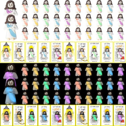CroBlissful 60 Sets Mini Jesus Figurines Bulk,Holding A Cross Style - style: Cassock Style
