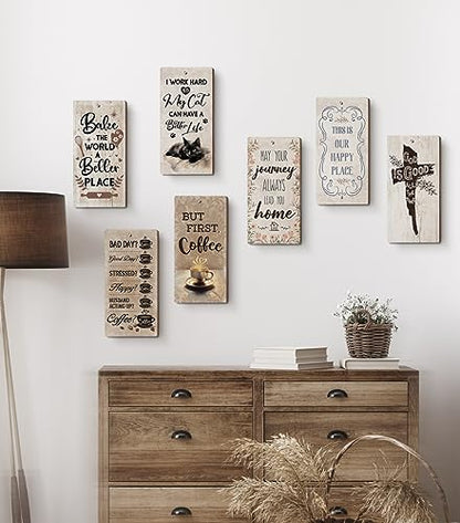 YZEXEZY Funny Coffee Quotes Sign for Coffee Drinker 12"x6" Retro Wall Art Plague for Home Office Cafe Station Decoration - style: Funny Coffee Quotes