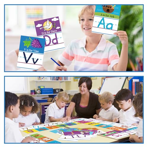 AmazingSpark 26 Pcs Bible Alphabet Flash Cards Christian ABC Cards