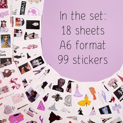 100Pcs Fashion Stickers for Water Bottles & Laptops - Glam, Aethetic Stickers for Scrapbooking - Fashion Party Decorations - Fashionista Gifts for Women, Gifts for Women & Men - color: Fashion Stickers