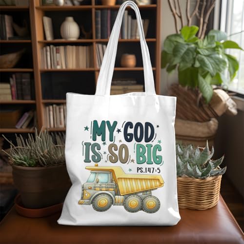 VICBOU Bible Verse Canvas Tote Bag Religious Christian Gifts for Women Men Faith Canvas Tote Reusable Grocery Bag - color: Truckgod