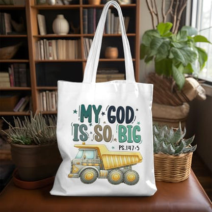 VICBOU Bible Verse Canvas Tote Bag Religious Christian Gifts for Women Men Faith Canvas Tote Reusable Grocery Bag - color: Truckgod