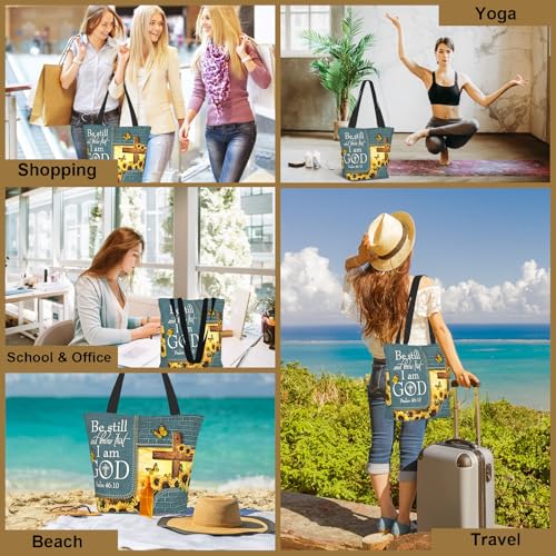 Bible Tote Bags For Women Religious Church Bag Christian Tote Bags Inspirational For Women Organizer Christian Gift - color: Bible Sunflower