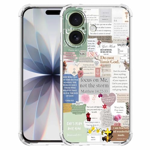 Christian Quotes Aesthetic Vintage Jesus Bible Verse Collage Pattern,Soft TPU Bumper Case for iPhone 17,#2 - color: Bible 2, size: iPhone 17