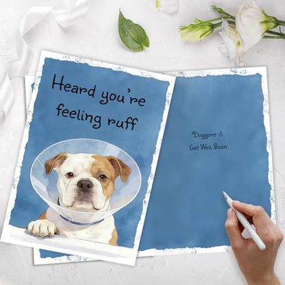 Funny Get Well Soon Card for Men Women, Surgery Recovery Gifts for Women Men, Cute Dog Get Well Soon Gifts, Post Surgery Recovery Card - color: SK-096