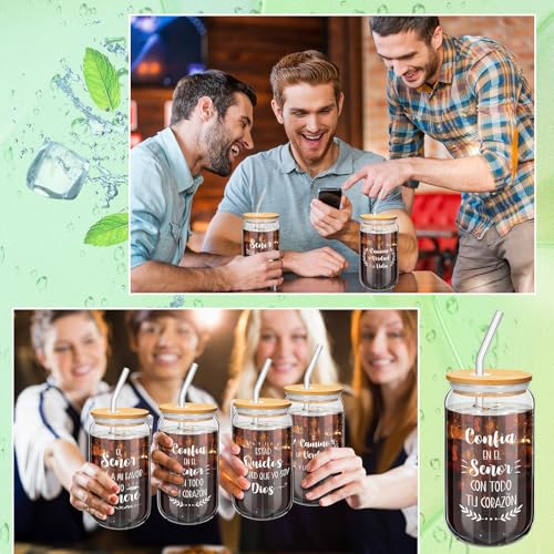 12 Pcs Christian Glass Cups Bulk Christian Gifts for Woman,Español - style: Español