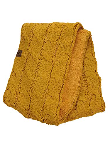 C.C Women's Winter Cable Knit Sherpa Lined Warm Infinity Pullover Scarf - color: Mustard