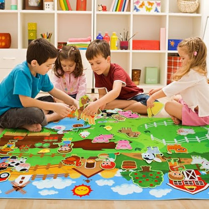Dr.Rapeti 43x28 inch Felt Story Board Set, 41Pcs Animals Flannel Board