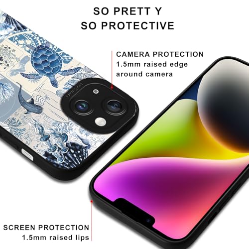 Aesthetics Collage Sea Turtles Phone Case for iPhone 14 Case Summer Beach Pattern Shockproof Soft Protective for Women Men Phone Cover Funda for iPhone 14 6.1 Inch - color: Turtle, size: for iPhone 14