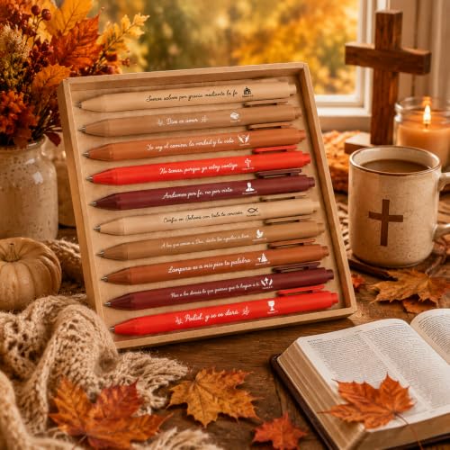 Sayglossy 100 Pcs Christian Spanish Ballpoint Pen Relgious Gift, Orange - color: Orange