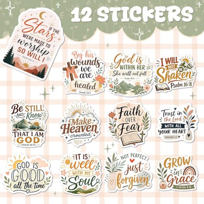 12PCS Faith Over Fear Bible Quote Stickers Pack, Inspirational Christian Vinyl Decals, Uplifting Stickers for Water Bottles, Laptops, Gifts for Religious Celebrations (A 12Christian) - color: A 12christian