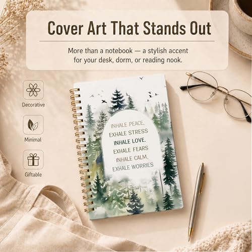 Inhale Exhale Mental Health Spiral Notebook, Mental Health Therapist Counselor Gifts Journal, Nature Forest Landscape Therapy Hardcover Lined Notebook Journal, 5.5x8.3 Inch - color: pattern-13