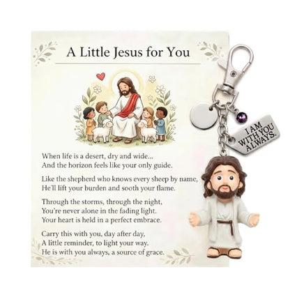 Angyape A Little Jesus for You - Mini Jesus Keychain Backpack Bag Charms Birthstone Charm Inspirational Christian Faith Gifts - color: B：february