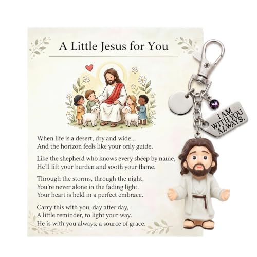 Angyape A Little Jesus for You - Mini Jesus Keychain Backpack Bag Charms Birthstone Charm Inspirational Christian Faith Gifts - color: B：february