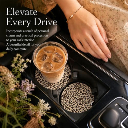 Car Coasters for Cup Holders, Leopard Print Car Coasters Set of 2, B08 - color: Cheetah