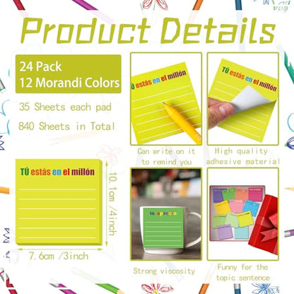 Yinder 24 Pcs Inspirational Sticky Notes Gifts, Appreciation, Spanish - color: Spanish, size: Appreciation