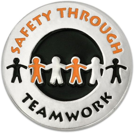 PinMart Teamwork Employee Recognition Award Enamel Lapel Pin - color: Safety Through Teamwork Nickel Plated, size: 25 Pack