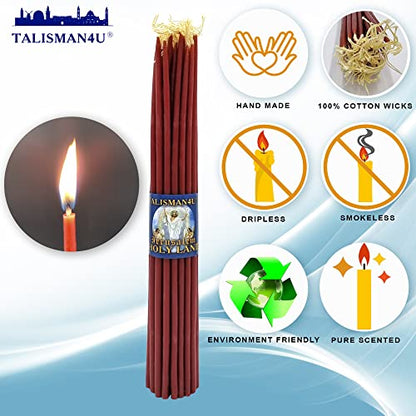 TALISMAN4U 33 Beeswax Taper Candles 11 inch Jerusalem Church Candles - color: Red