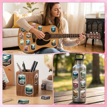 50 Pcs National Park Stickers Hiking Camping Water Bottle Stickers - style: National Park