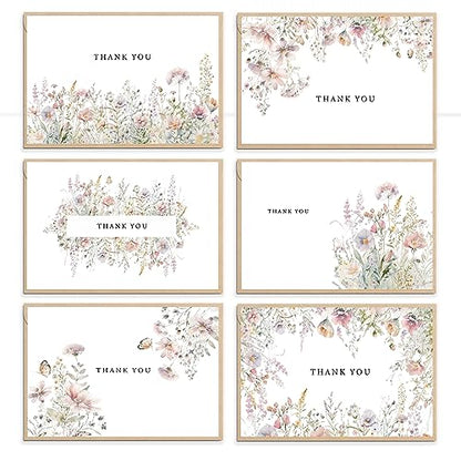 SLAPAFLIFE Floral Thank You Cards with Envelopes,48Pack - 4x6 Inches Thank You Notes with envelope and stickers,baby shower thank you cards,Thank you cards for baby shower,wedding,Birthday - size: 4x6 inches