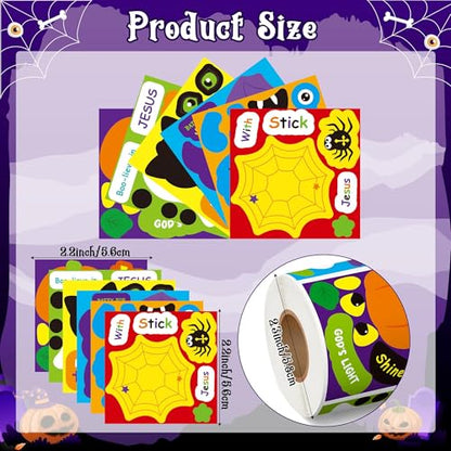 Haooryx Halloween Religious Sticker Roll, 300Pcs Make Your Own Pumpkin Cat - style: Religious Halloween 1Roll