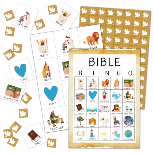 24 Players Birthday Bingo Cards Bible Bingo Fun Family Games Bingo Accessories Party Supplies Bible Games Party Bingo Game Multiplayer Games for Christian Sunday Vacation Family Party Activity - DH382