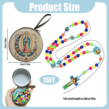 Rosary Beads Rosarios Catolicos, Colorful Plastic with Blue and Red Pendant Crosses, Pocket for Women with Rosary Box, Baptism Easter Gifts - color: Blue, style: F