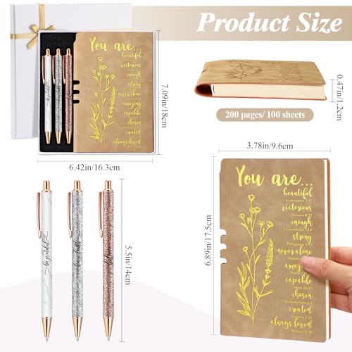 Affrolling 5 Pcs Christian Gifts for Women Church Religious Gifts A6 Bible Leather Notebook Pens with Box Prayer Journal for Men Bible Study Pastor's Wife Godmother Father(Classic Brown) - color: Classic Brown