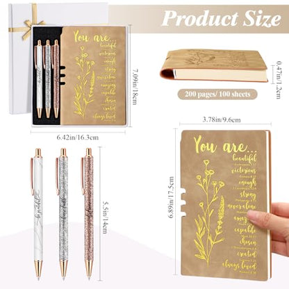 Affrolling 5 Pcs Christian Gifts for Women Church Religious Gifts A6 Bible Leather Notebook Pens with Box Prayer Journal for Men Bible Study Pastor's Wife Godmother Father(Classic Brown) - color: Classic Brown