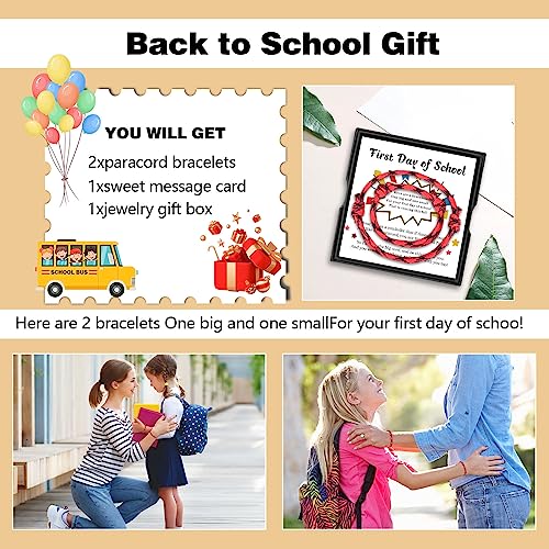 First Day of School Bracelets, Back to School Bracelets Mommy and Me - color: 2PCS Red